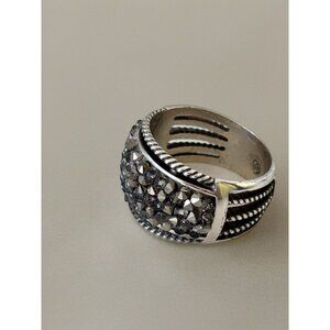 BRIGHTON | Crystal Rocks Marcasite Cocktail Ring | Size 9